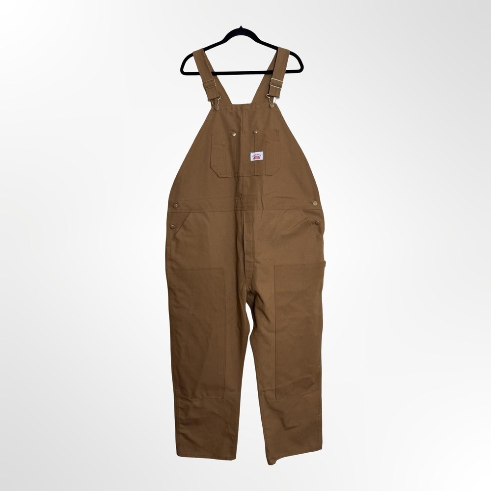 Round House Bib Overalls‎ Mens 48x31 Brown Duck Canvas Double Knee USA NWT